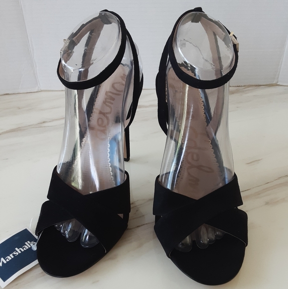 SAM EDELMAN Aly Ankle Strap Black Suede Dressy High Heel Sandal Sz 8.5 - NWT - Picture 2 of 10